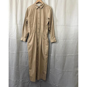 Land's End Women's Khaki Maxi Dress – Size 12 Tall – Long Sleeve – Pre-Owned